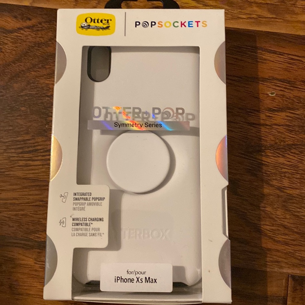OtterBox Symmetry Series White iPhone Xs Max Case with PopSockets Grip